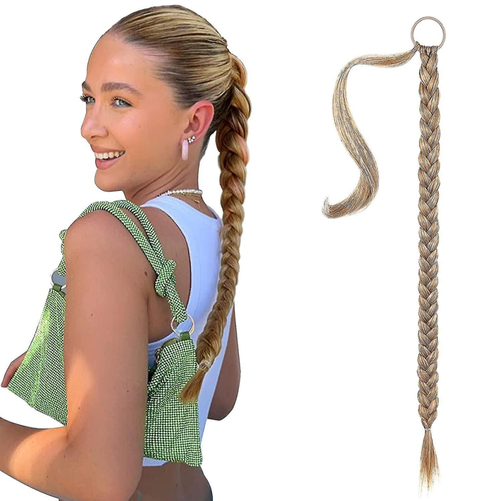Diy Braided Ponytail Extension With Hair Tie Straight Wrap Braid Hair Natural Soft Synthetic Hairpiece 80cm