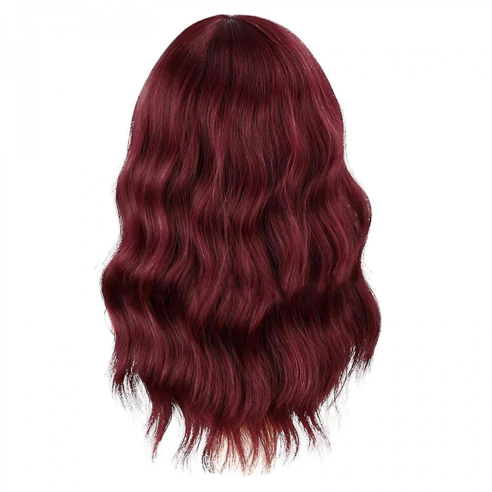 Unisex Red Short Curly Bangs Chemical Fiber Wig Bright Cos Headgear