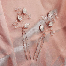 4x Girls Leaf Charm U-Shape Hair Pin Barrette Bridal Wedding Party Hairclip