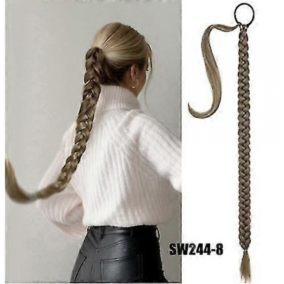 Diy Braided Ponytail Extension With Hair Tie Straight Wrap Braid Hair Natural Soft Synthetic Hairpiece 80cm