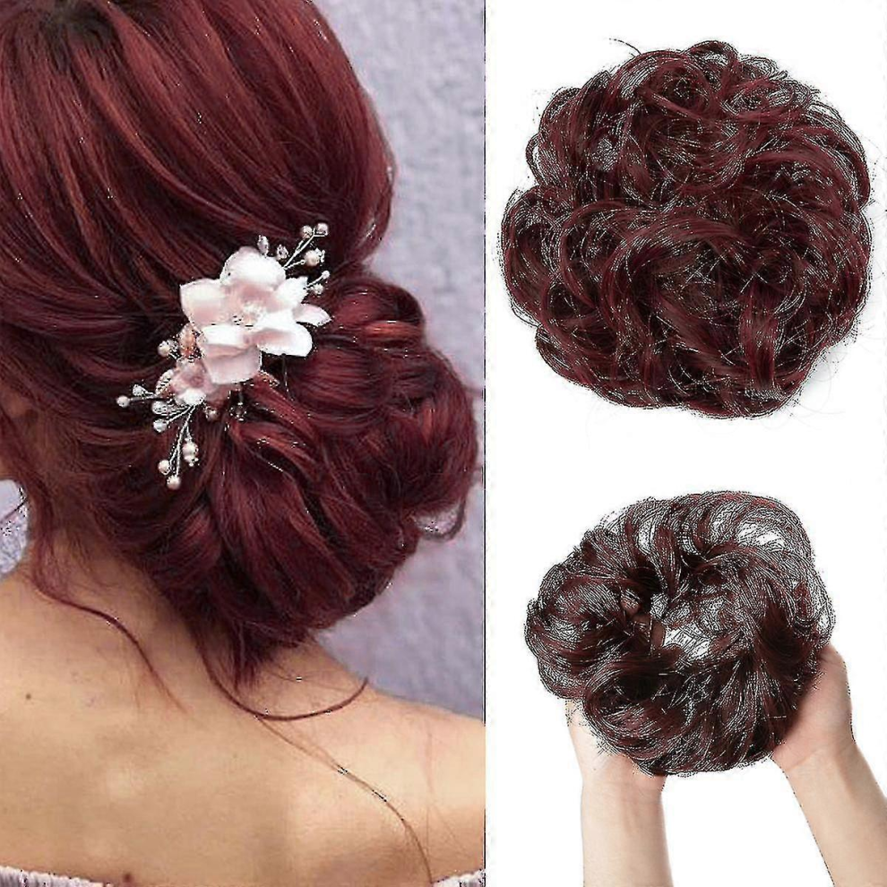 Unisex Light Synthetic Hair Bun Extensions Messy Curly Elastic Hair Scrunchies Hair