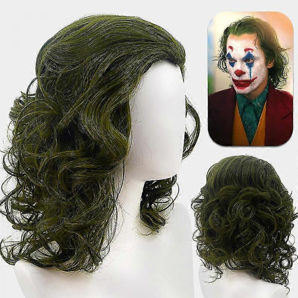 Unisex Green Anime Wigs Clown Arthur Fleck Mixed Short Curly Hair Wig Cos Anime Wigs Chemical Fiber Headgear - Snngv