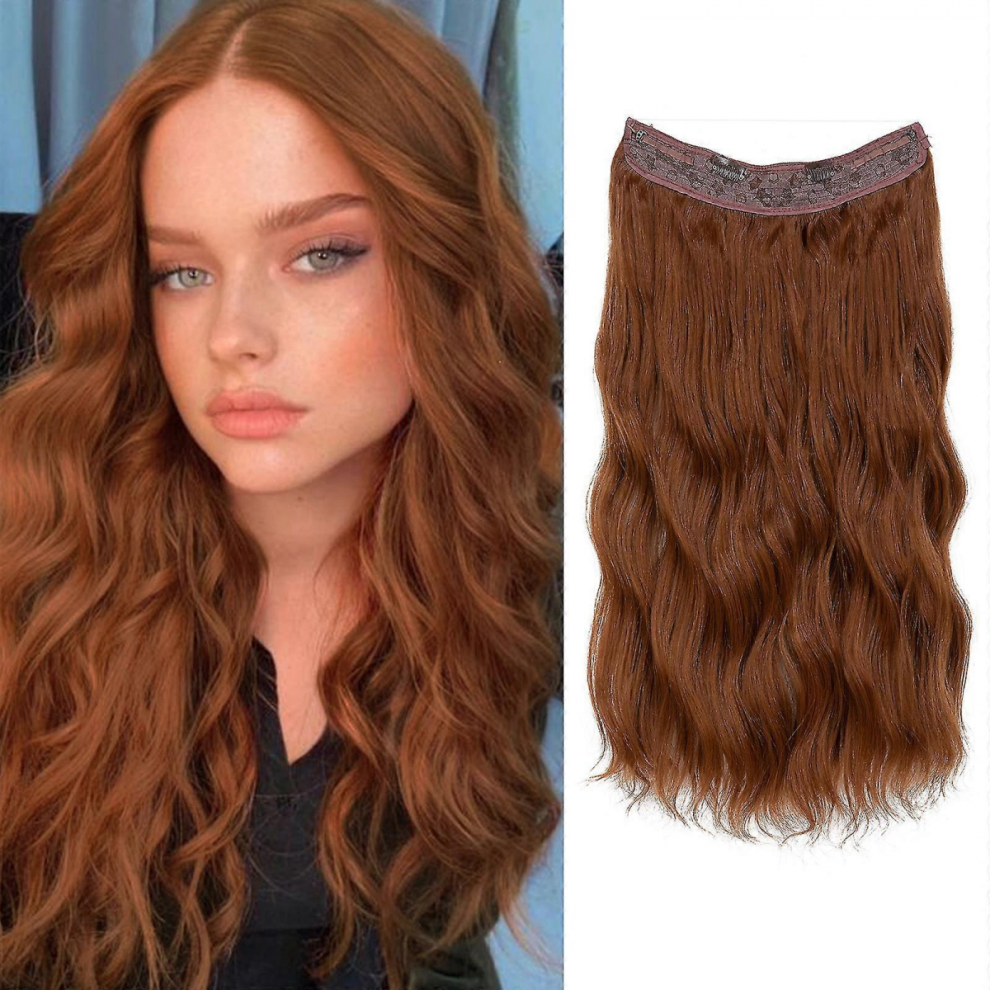 Unisex Halo Hair Extensions Invisible Wire Wavy Curly Long Synthetic Hairpieces For Women Adjustable Headband New