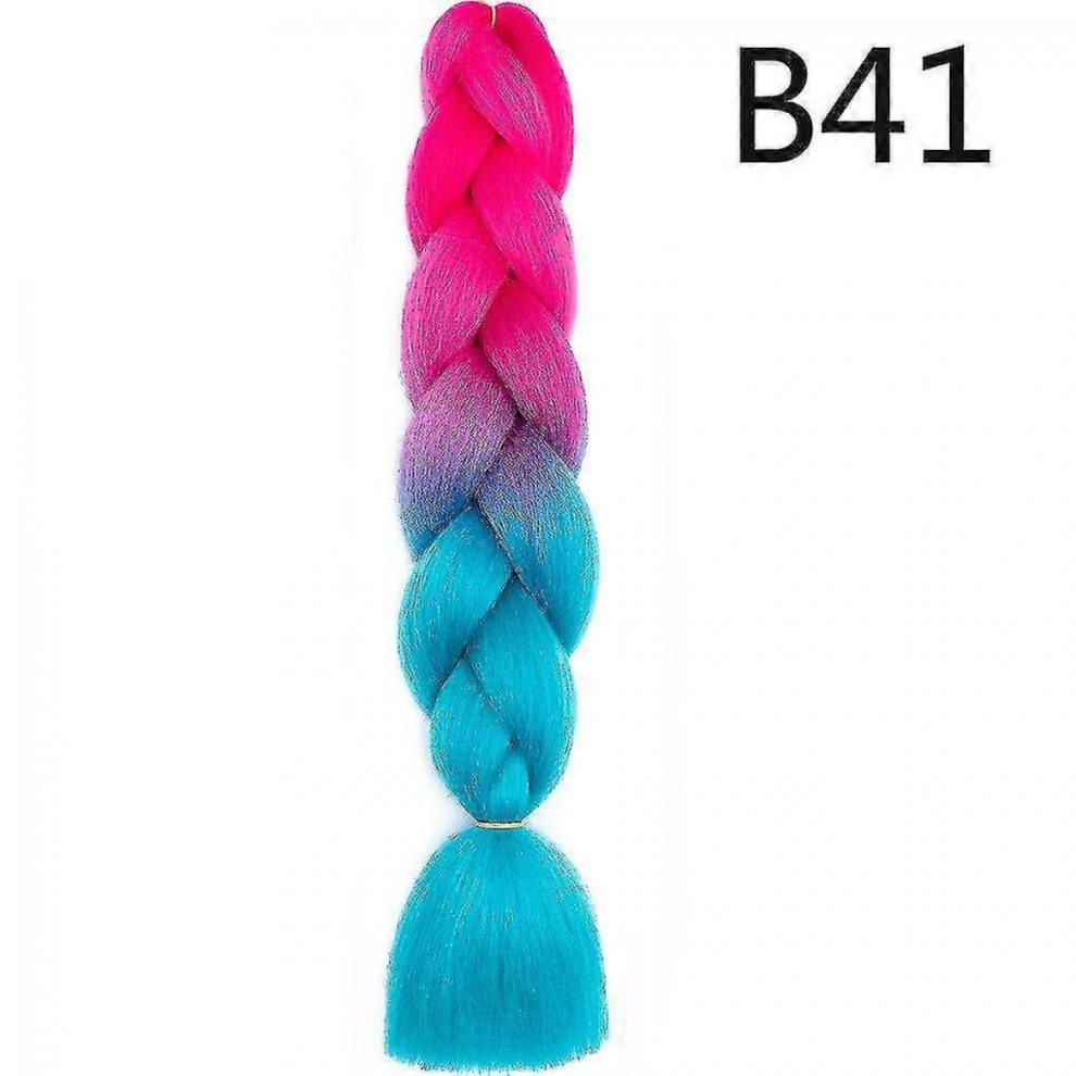Unisex High Quality Jumbo Braiding Hair Extensions 24" Afro Box Braids Ombre Rainbow