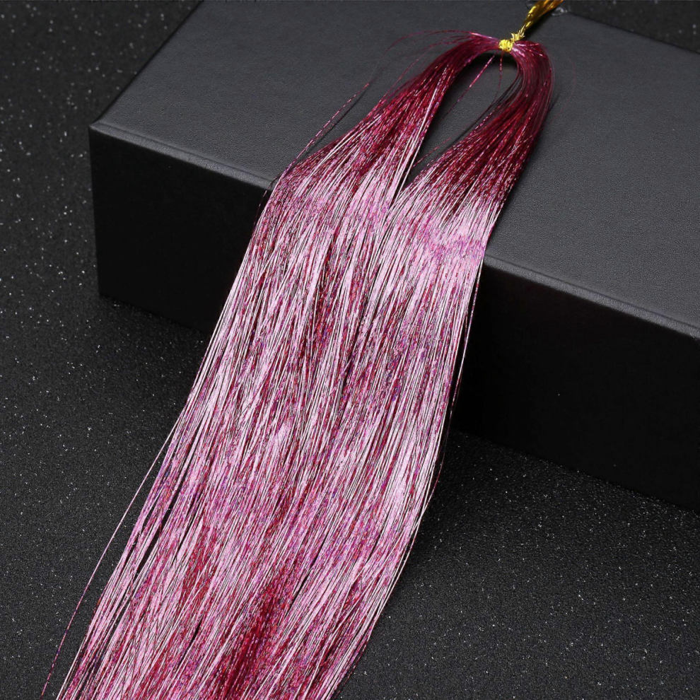 Unisex 36Inch Hair Tinsel Sparkling Glitter Tinsel Fairy Hair Extensions Heat Resistant Party Highlight
