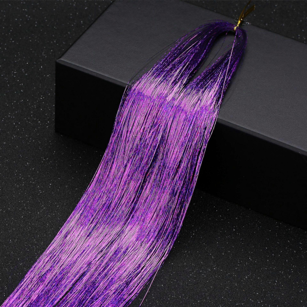 Unisex 36Inch Hair Tinsel Sparkling Glitter Tinsel Fairy Hair Extensions Heat Resistant Party Highlight