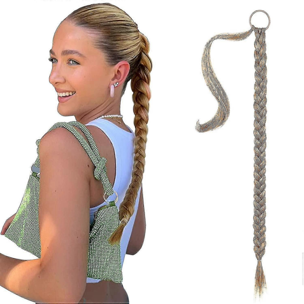 Diy Braided Ponytail Extension With Hair Tie Straight Wrap Braid Hair Natural Soft Synthetic Hairpiece 80cm