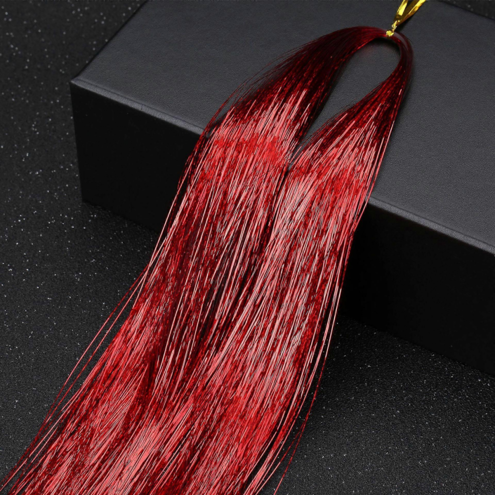 Unisex 36Inch Hair Tinsel Sparkling Glitter Tinsel Fairy Hair Extensions Heat Resistant Party Highlight