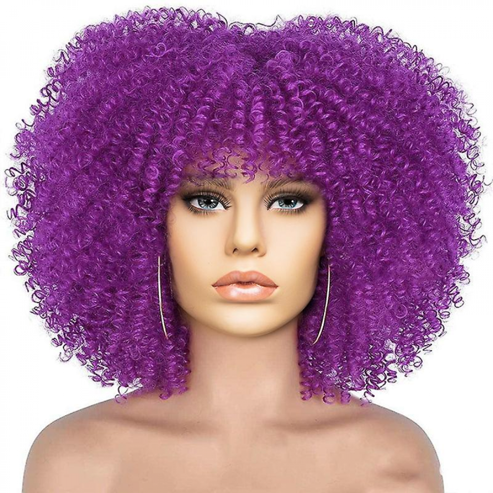 Multi Color Wig With Bangs Natural Fluffy Medium Long Hair For Women Synthetic Wigs