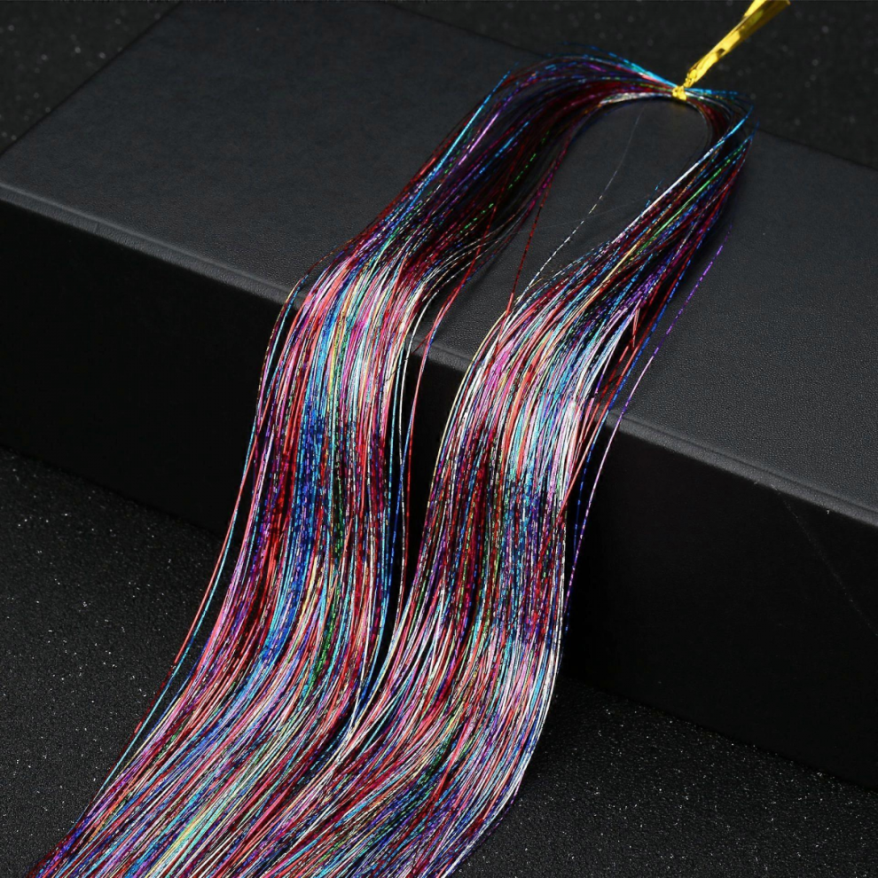 Unisex 36Inch Hair Tinsel Sparkling Glitter Tinsel Fairy Hair Extensions Heat Resistant Party Highlight