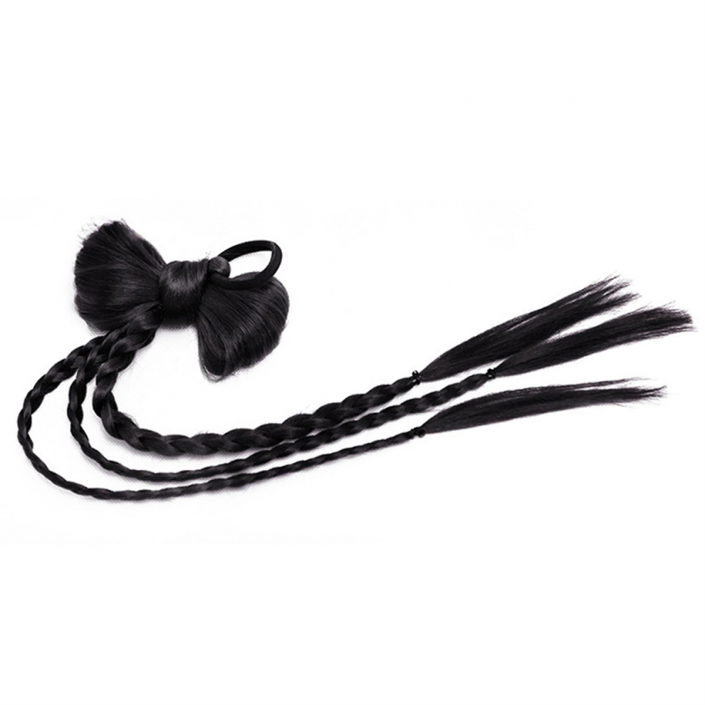 Unisex Light Bow-Knot Simulation Braided Wig Braids Hair Extension Synthetic Tail Wigs For Girl Party Cosplay Dress