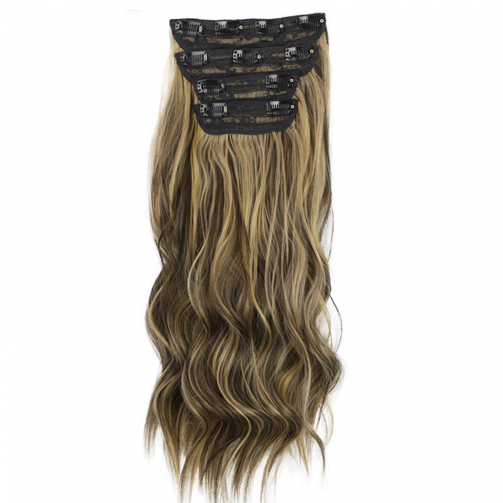 Unisex Invisible Clip In Hair Extensions 4Pcs 20Inch Thick Long Wavy Hairpieces Highlight Curly Hairpiece Personalized Hair Accessories
