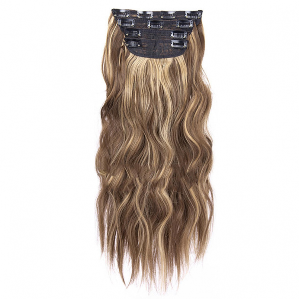 Unisex Invisible Clip In Hair Extensions 4Pcs 20Inch Thick Long Wavy Hairpieces Highlight Curly Hairpiece Personalized Hair Accessories