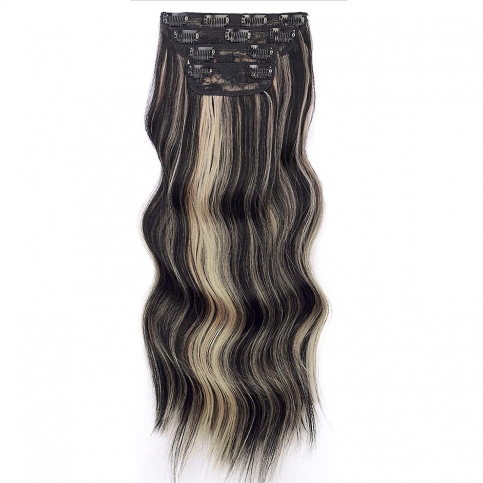 Unisex Invisible Clip In Hair Extensions 4Pcs 20Inch Thick Long Wavy Hairpieces Highlight Curly Hairpiece Personalized Hair Accessories