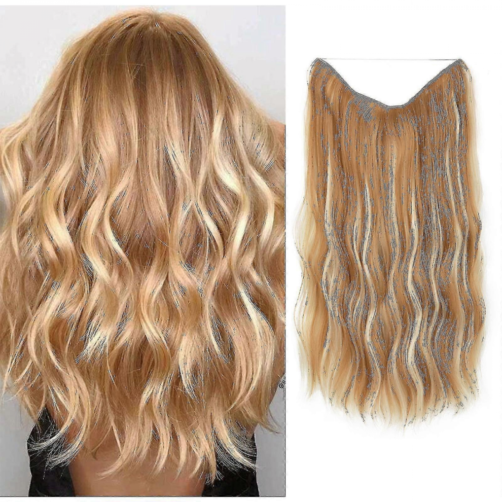 Halo Hair Extensions Invisible Wire Wavy Curly Long Synthetic Hairpieces For Women Adjustable Headband-yky