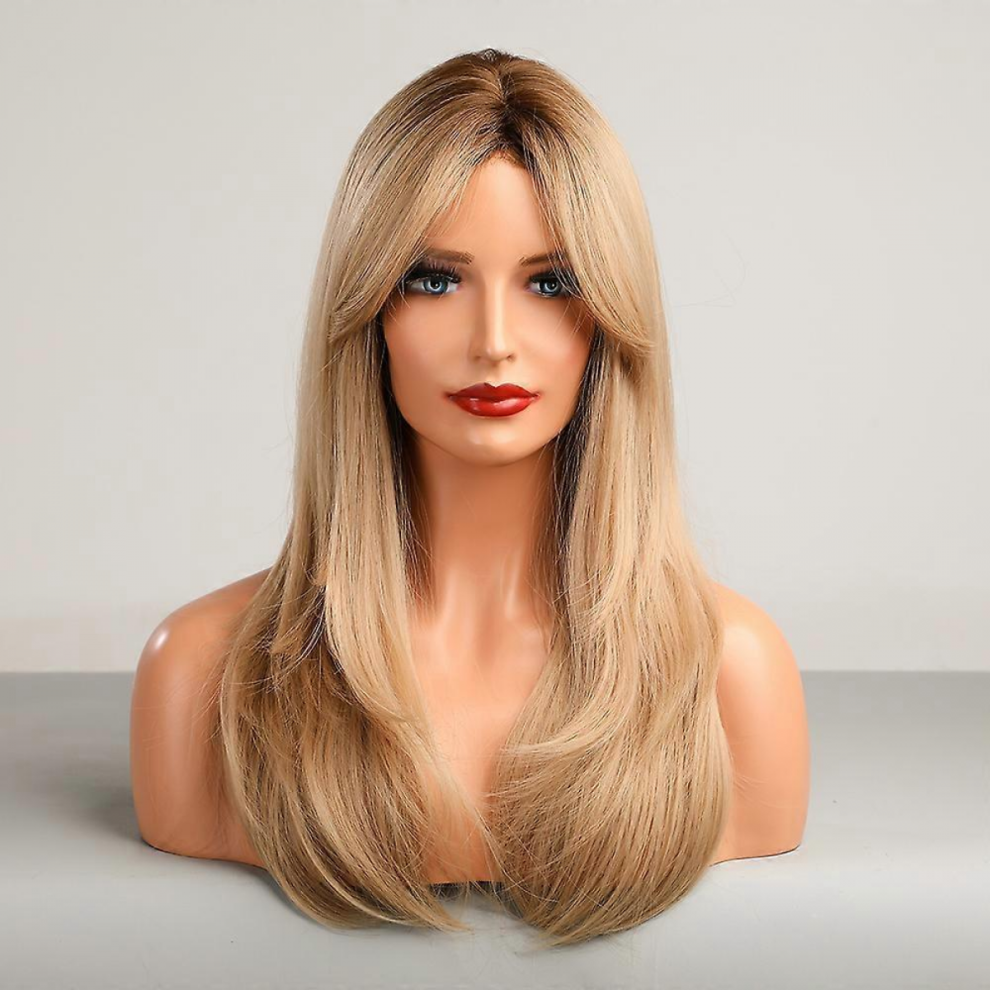 Unisex Straight Blonde Layered Synthetic Hair Wigs