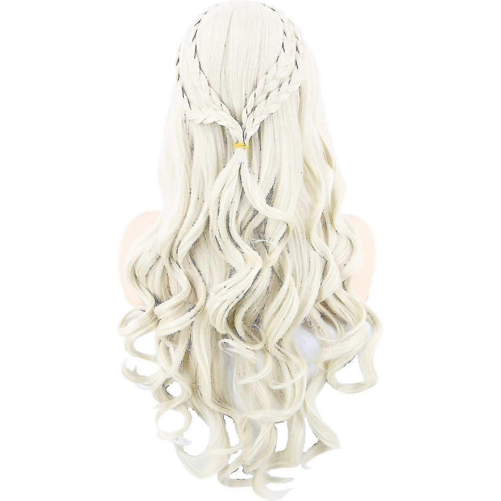 Unisex Womens Wigs Blonde Long Curly For Daenerys Targaryen Khaleesi Cosplay Halloween Costume Wigs