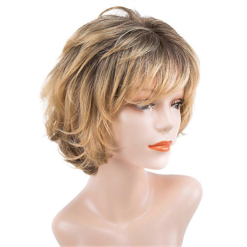 Unisex Yellow Women Natural Short Curly Wig Realistic Fiber Wig Cover Fashion Hairdressing Tools (Yellow)