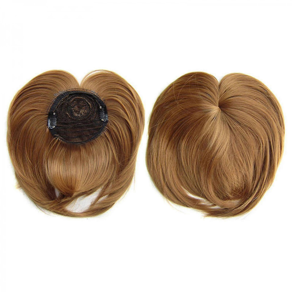 Unisex Seamless Silks-Base Hair Topper Fringe Hairpiece Straight Clip In Forehead Topper