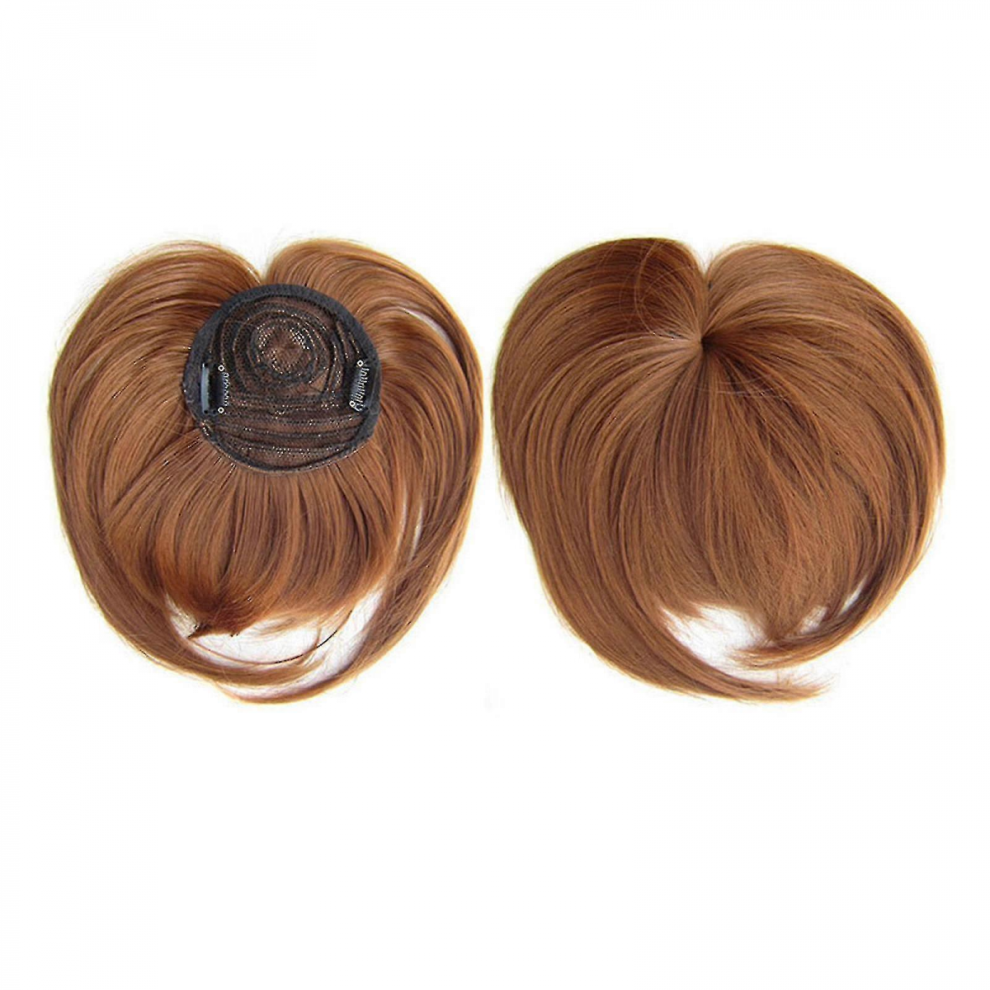 Unisex Seamless Silks-Base Hair Topper Fringe Hairpiece Straight Clip In Forehead Topper