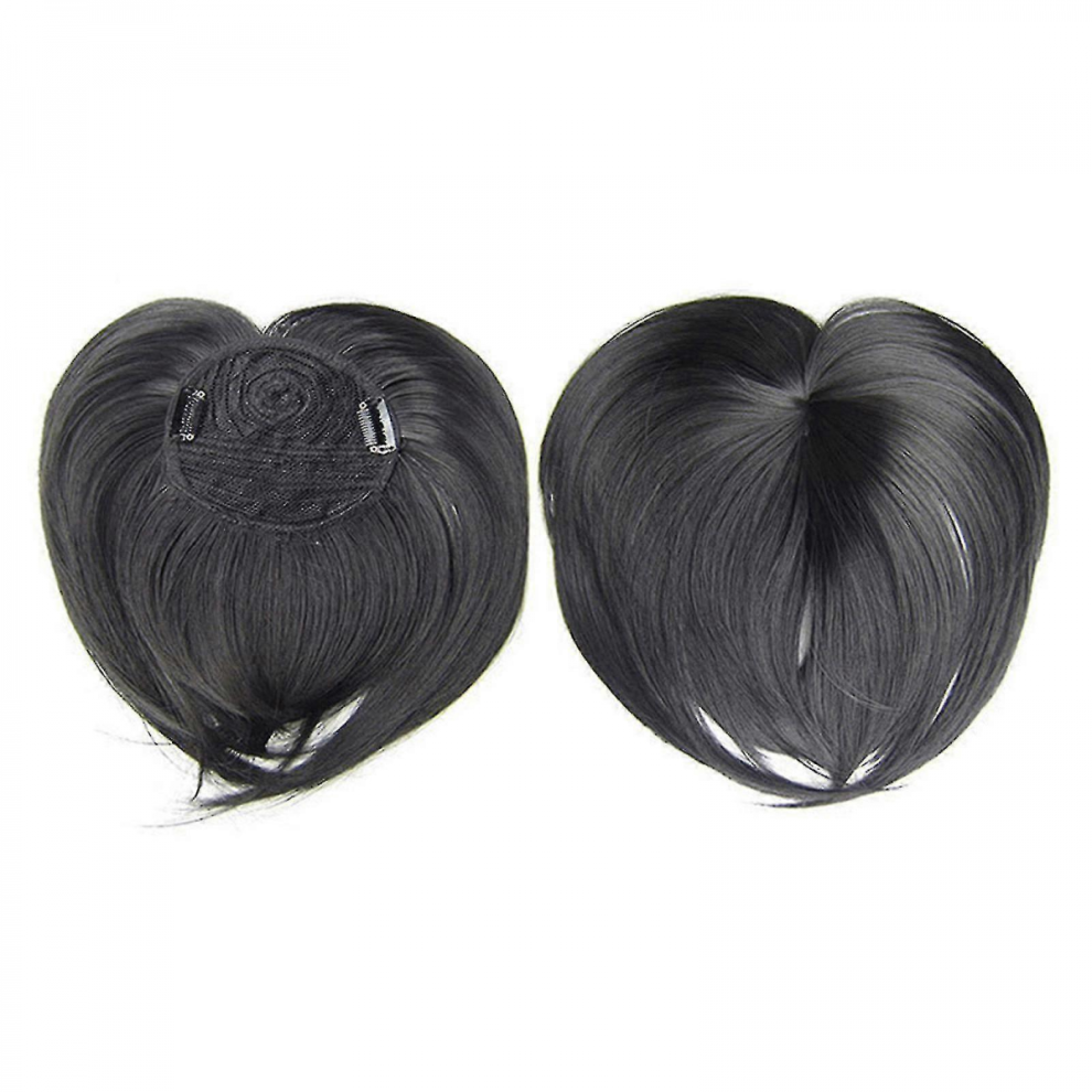 Unisex Seamless Silks-Base Hair Topper Fringe Hairpiece Straight Clip In Forehead Topper
