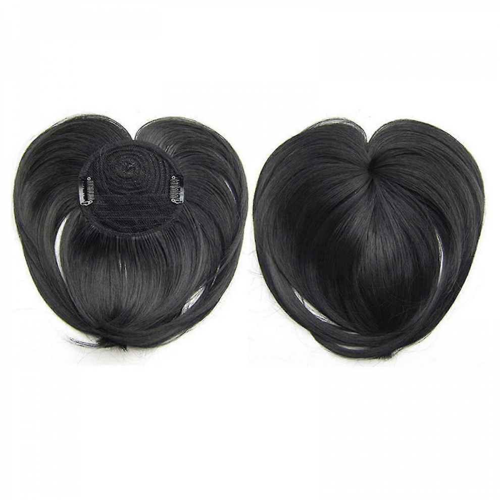 Unisex Seamless Silks-Base Hair Topper Fringe Hairpiece Straight Clip In Forehead Topper