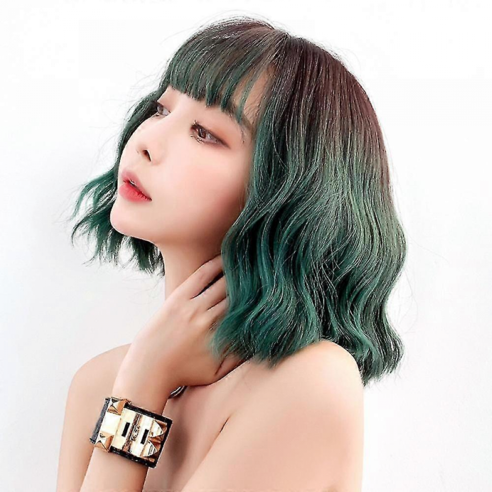 Unisex Grey Short Bob Wig With Frin Wavy Synthetic Wigs For Women -Blond