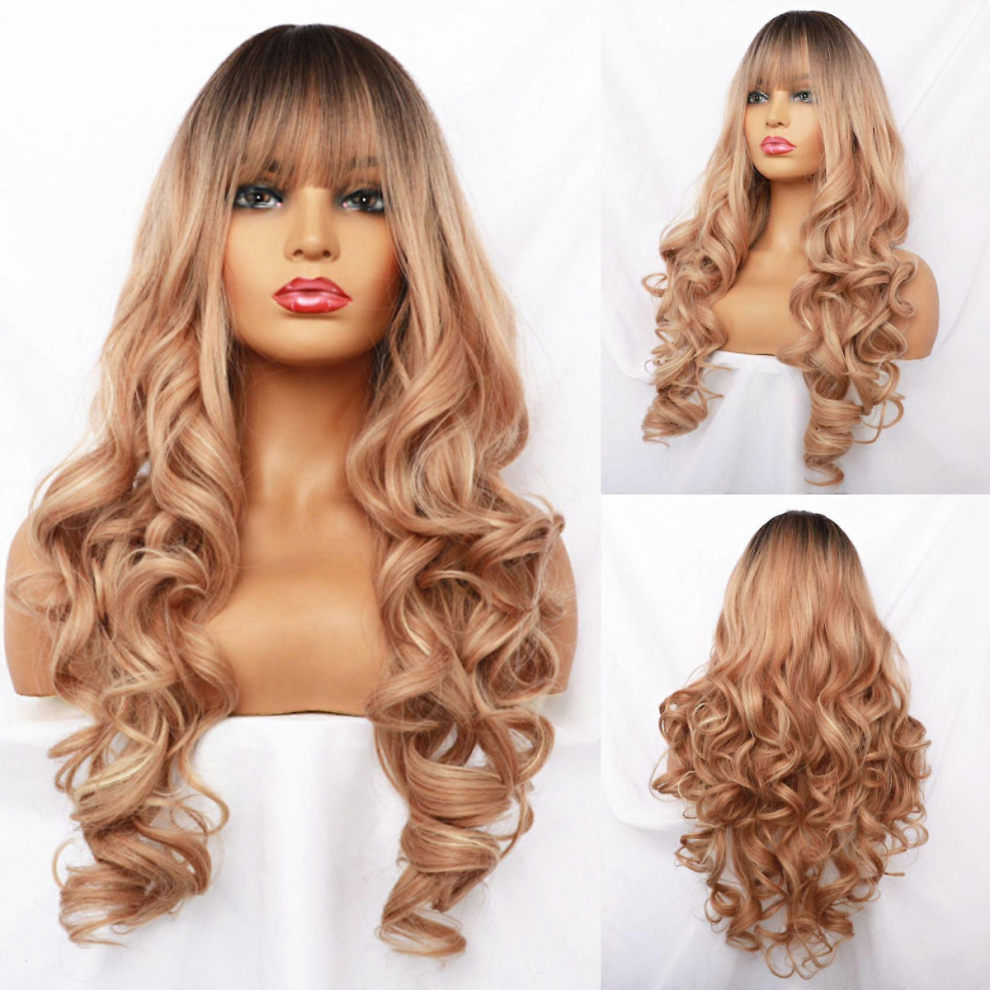 Big wave long curly blonde women's wig