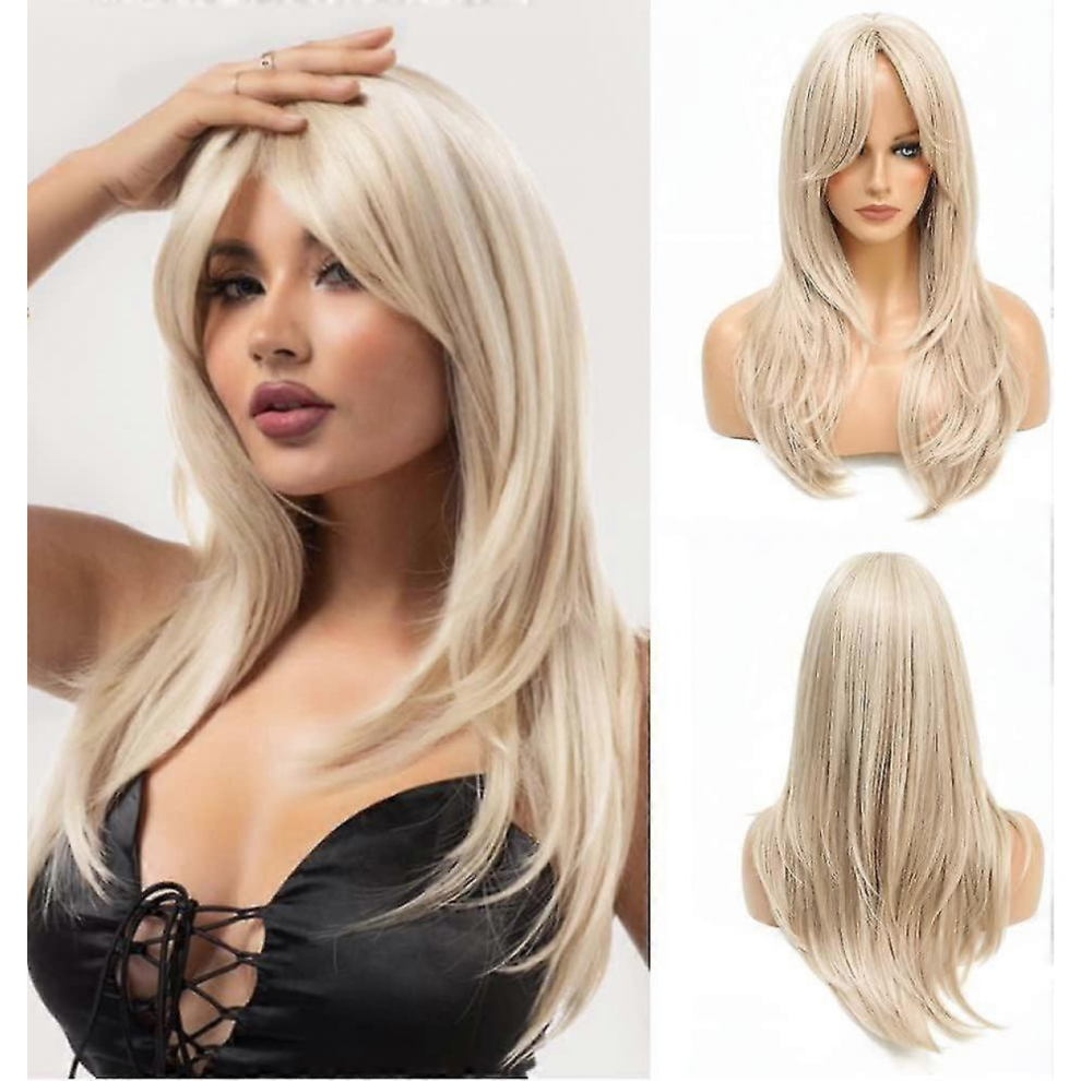 Unisex Blonde Wig With Bangs - Honey Blonde Wigs For Women-Yvan