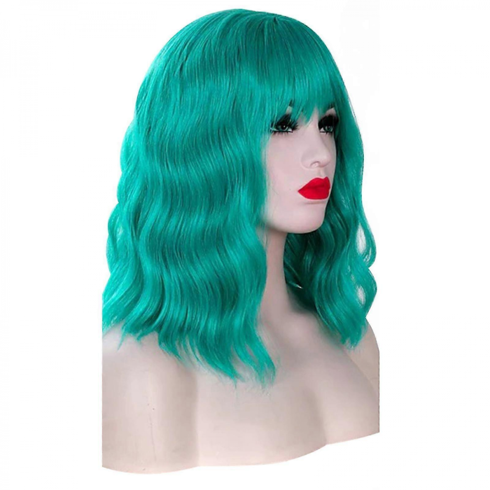 Unisex Short Bob Hair Wigs Straight With Flat Bangs Synthetic Colorful Cosplay Daily Party Neon Wig For Women