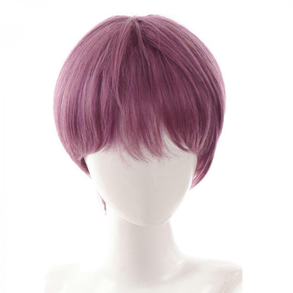 Short Hair Full Head Toupee Colorful Hairpiece Unique Anime for Halloween Cosplay Masquerade Photo Props White
