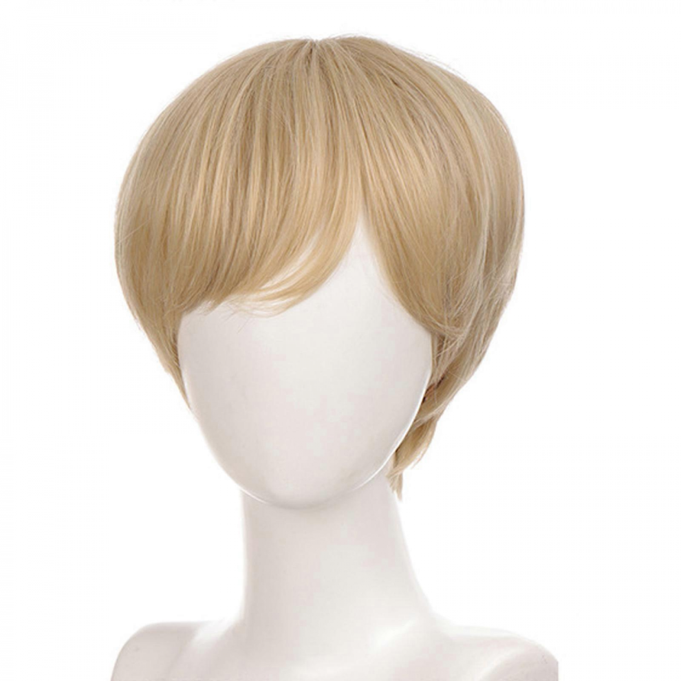 Short Hair Full Head Toupee Colorful Hairpiece Unique Anime for Halloween Cosplay Masquerade Photo Props White