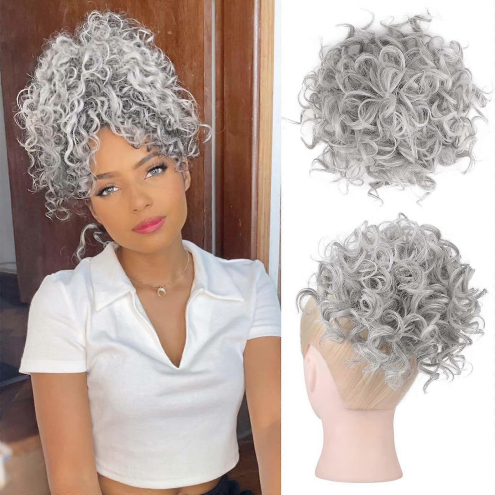 Unisex Wig Hair Wraps High Temperature Silk Small Curly Hair Wraps Drawstring Messy Hair Wraps Elastic Net Pull Ponytail Rope Curly Hair