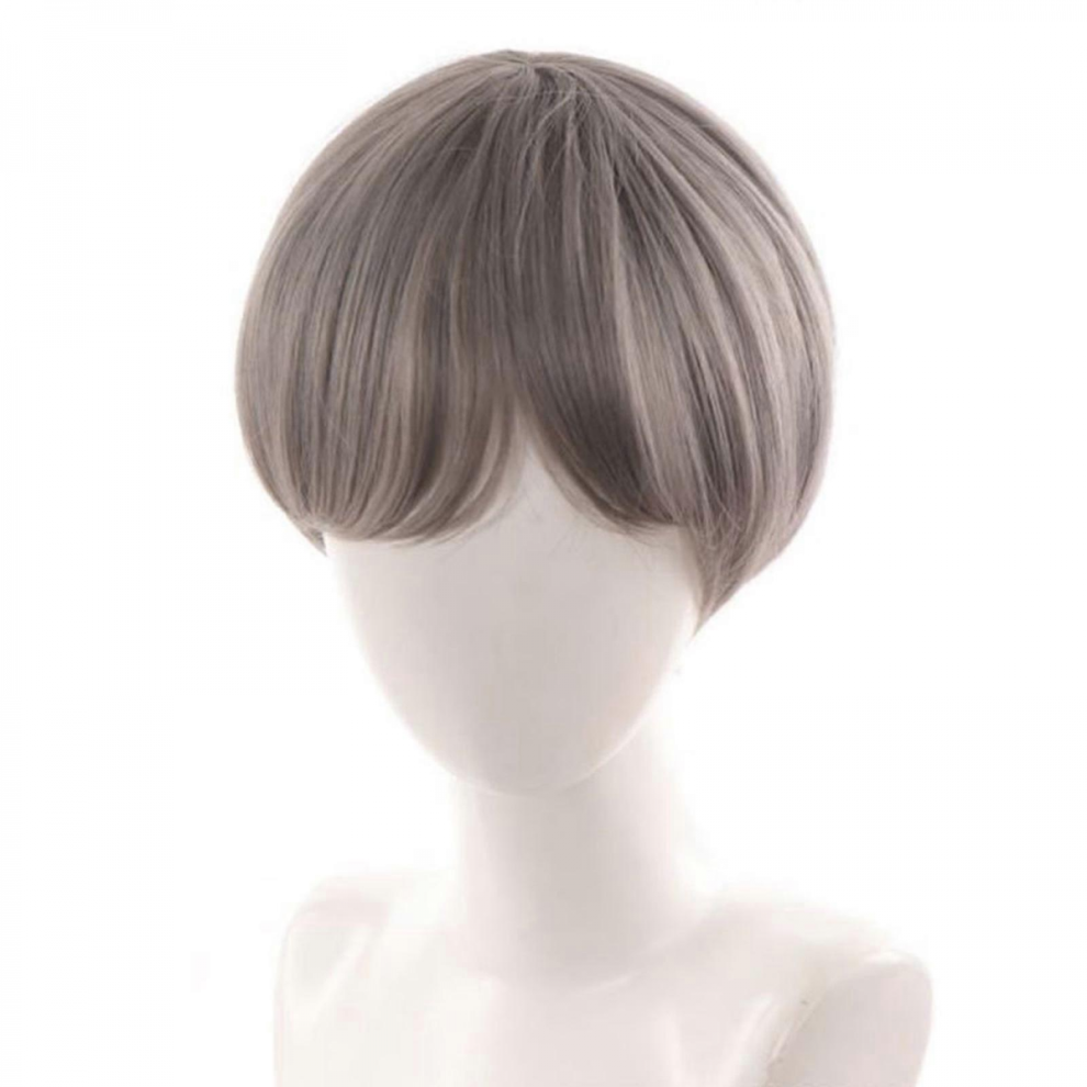 Short Hair Full Head Toupee Colorful Hairpiece Unique Anime for Halloween Cosplay Masquerade Photo Props White