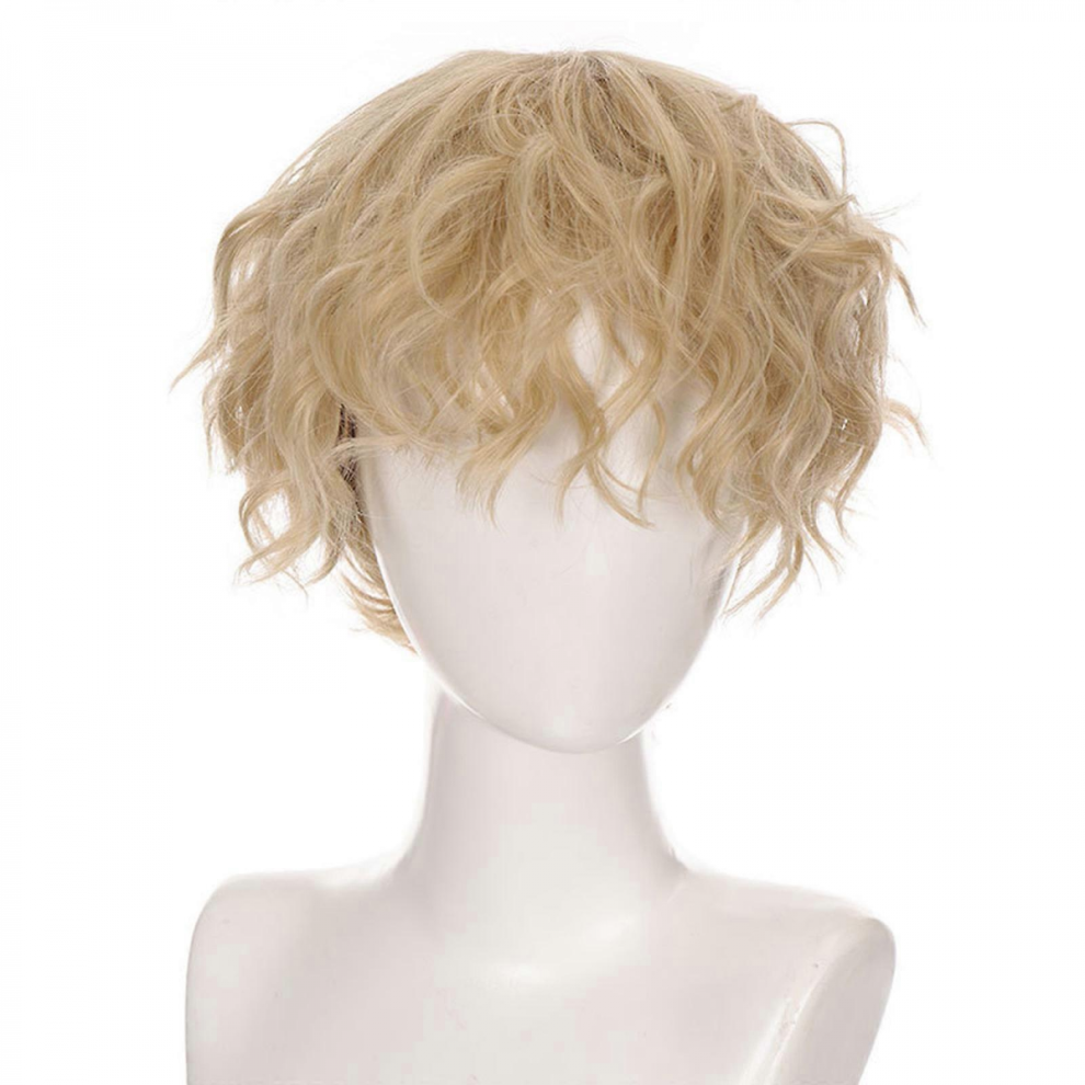 Short Hair Full Head Toupee Colorful Hairpiece Unique Anime for Halloween Cosplay Masquerade Photo Props White