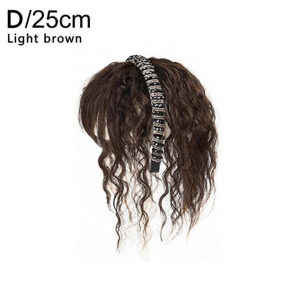 Unisex Black/Brown Crystal Headband Womens Wig - With Bangs & Extra Forehead Coverage