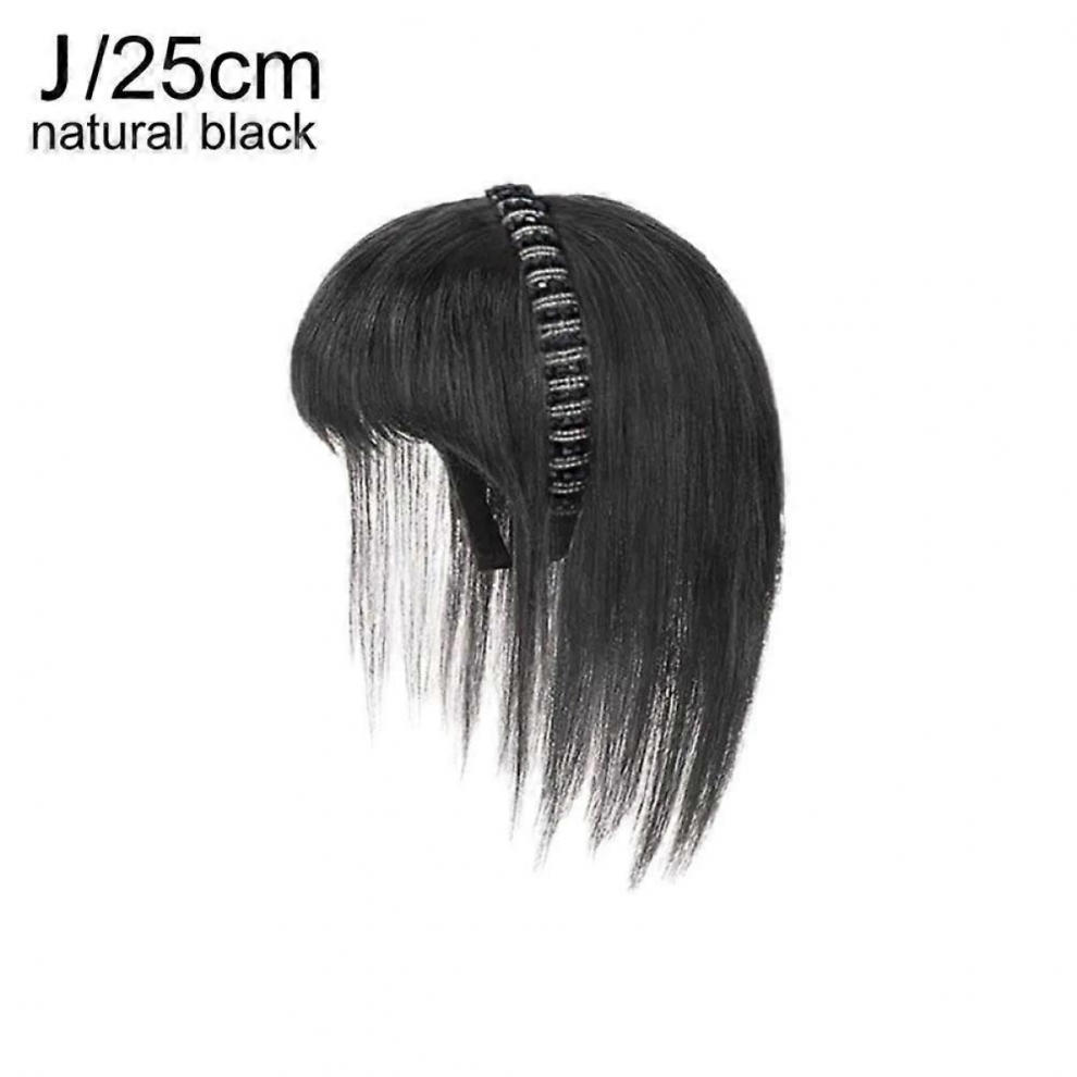 Unisex Black/Brown Crystal Headband Womens Wig - With Bangs & Extra Forehead Coverage
