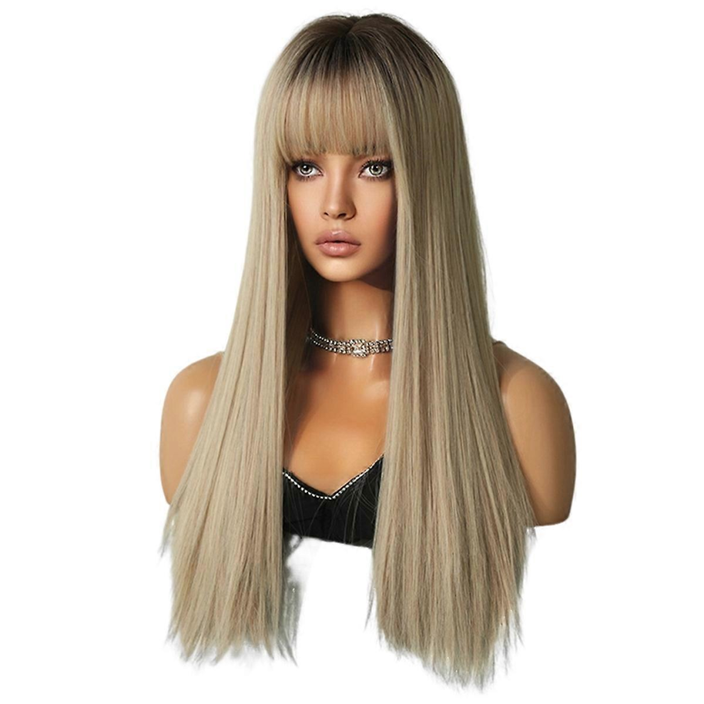 Cosplay Wig Europe and America Long Straight Hair Gradient Color Head Covering Wig