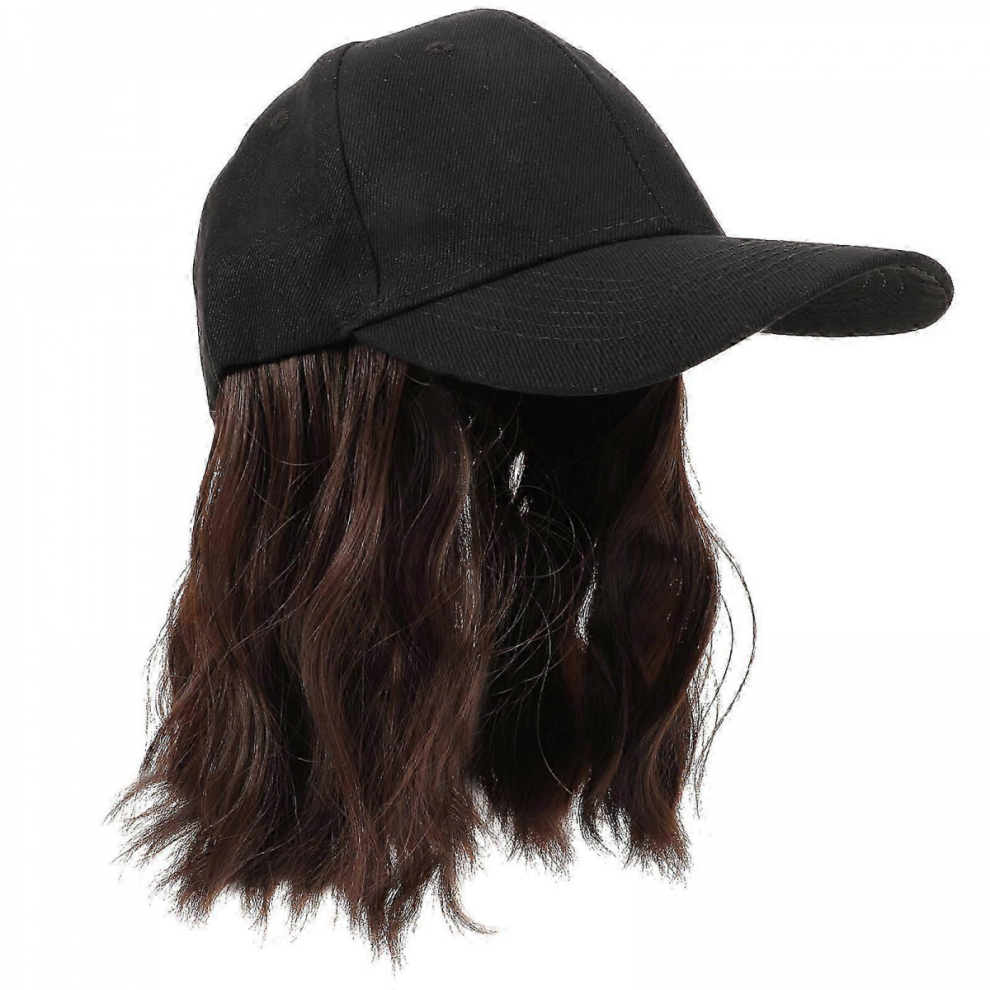 Unisex Baseball Cap With Hair Extension Wavy Curly Wig Synthetic Wave Wig Hat Baseball Hat Wig