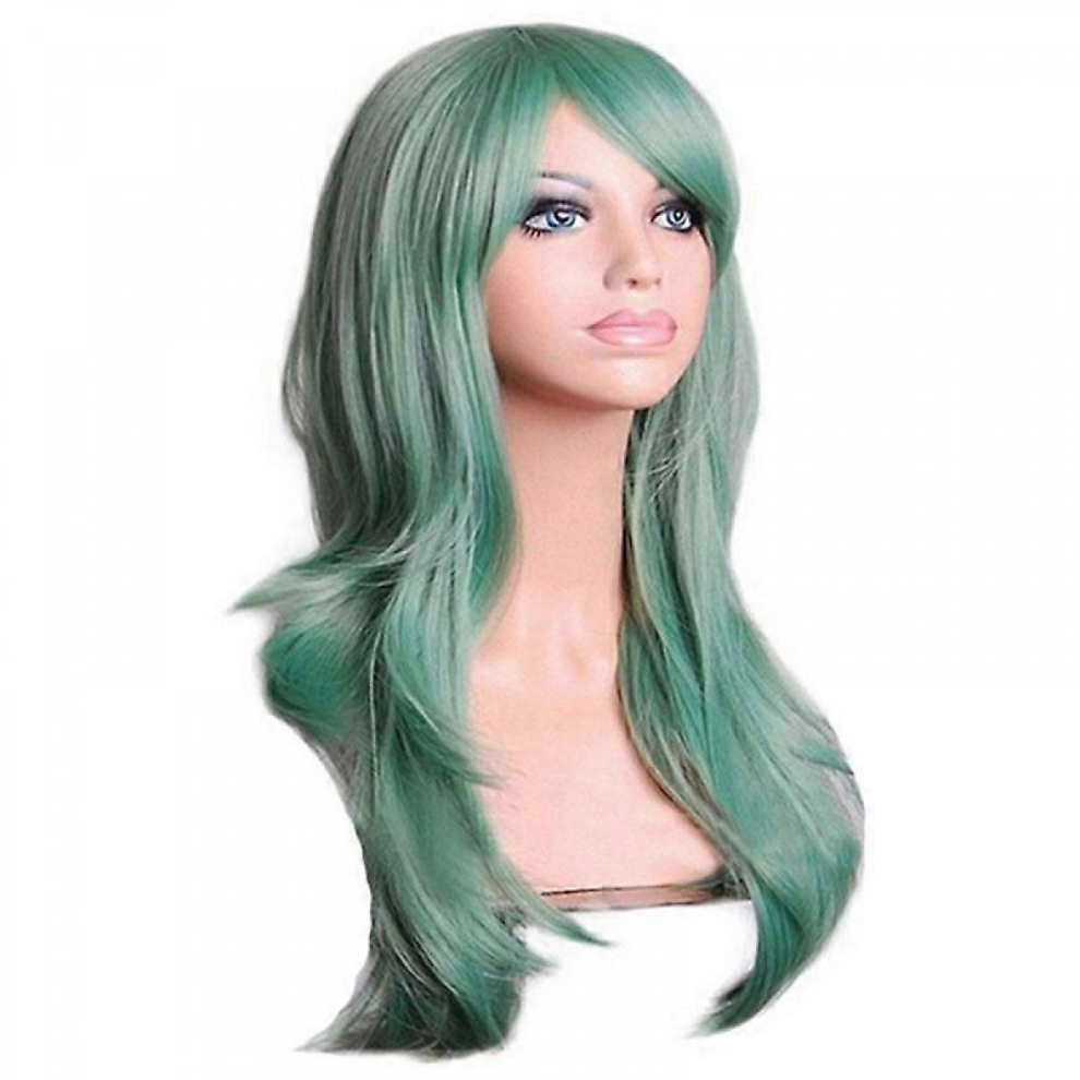 70cm high quality Cosplay Wig For women. Long Full Curly Wavy Heat Resistant. Fashion Glamor wig with Free Wig Cap Wig Comb (Color: Green)