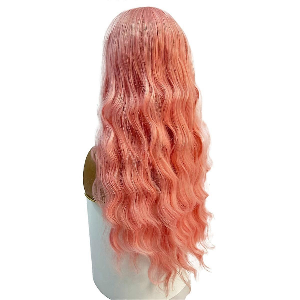 WIND FLYING Pink Curly Wigs for Cosplay Women Long Wigs with Bangs