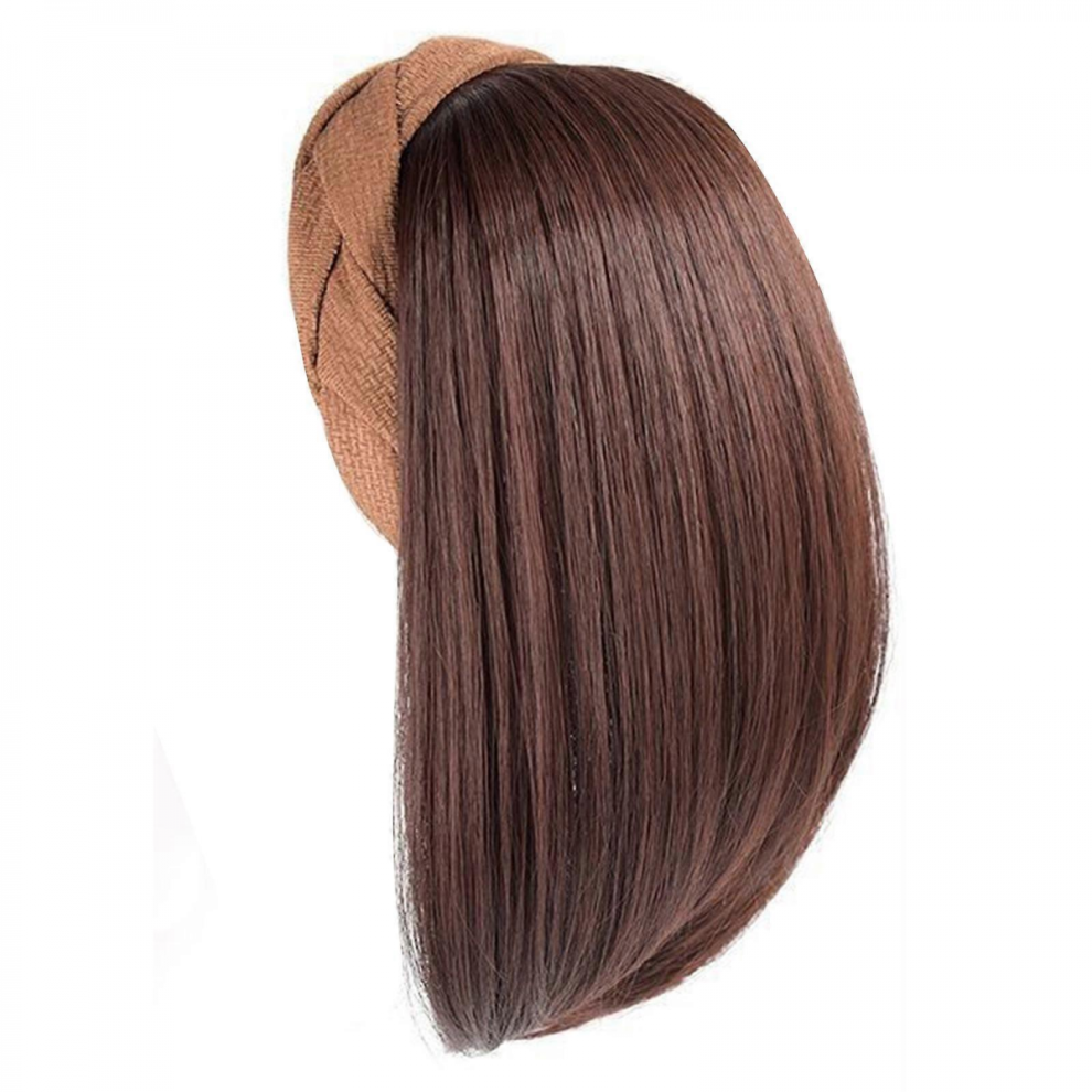 Unisex Black Wigs Hairpiece Synthetic Fiber Wigs Natural Lookings Women High Skull Hair Extension With Hairhoop For Quick Hairstyle Natural