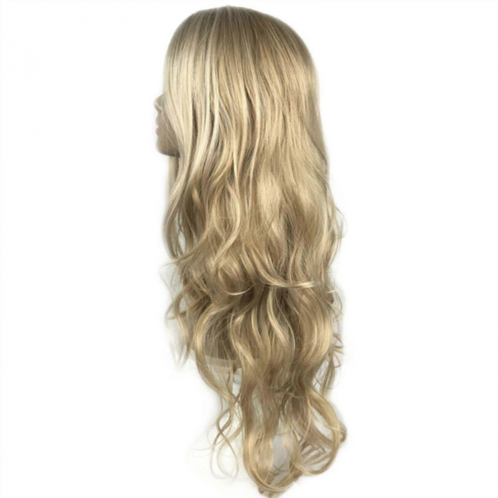Long Golden Curly Hair Wigs for Women and Men European and Foreign Trade Stylish Chemical Fiber