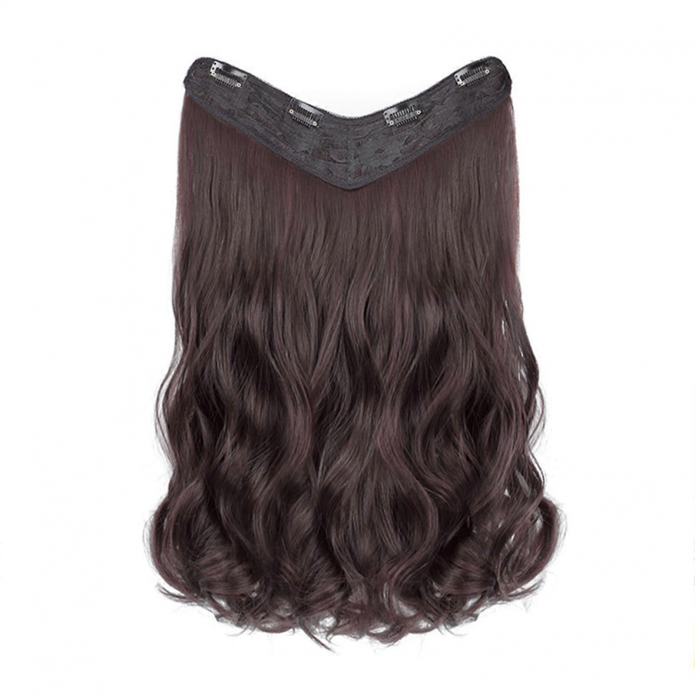 Women One Piece V-Shaped Wig Big Wave Long Curly Hair Invisible Fluffy Wig
