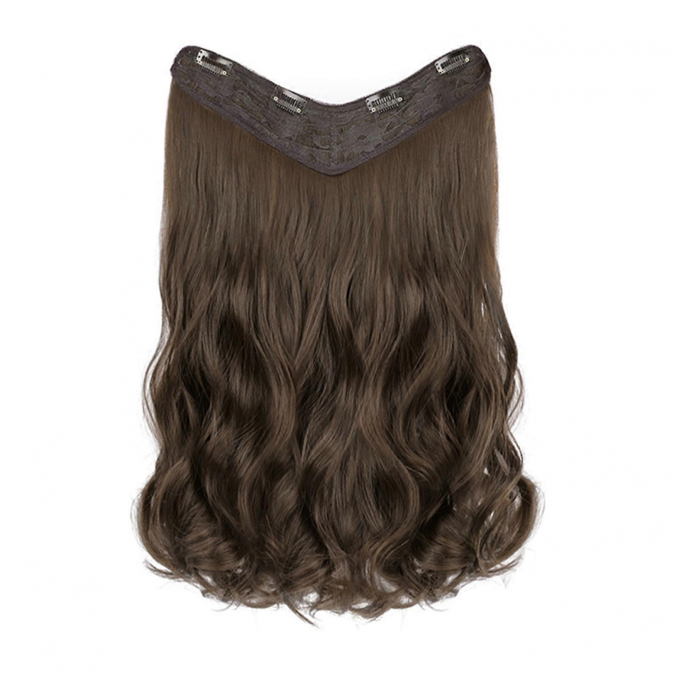 Women One Piece V-Shaped Wig Big Wave Long Curly Hair Invisible Fluffy Wig