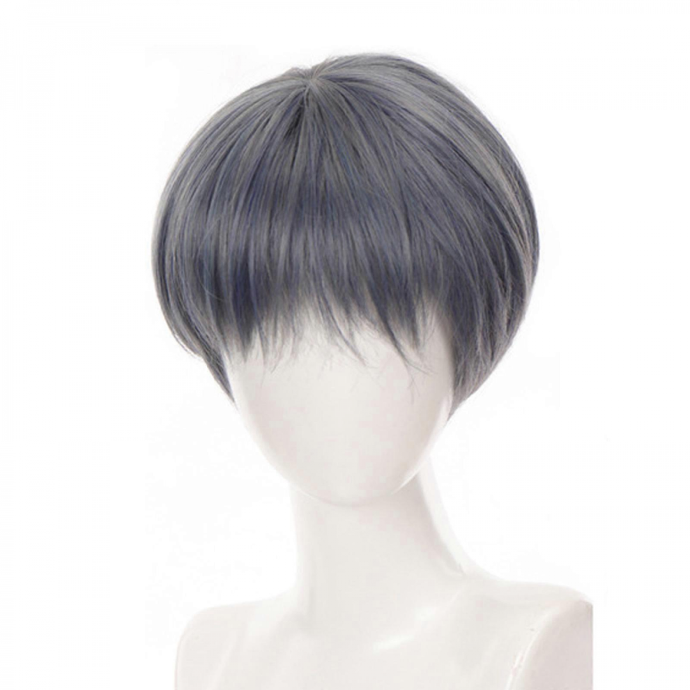 Short Hair Full Head Toupee Colorful Hairpiece Unique Anime for Halloween Cosplay Masquerade Photo Props White