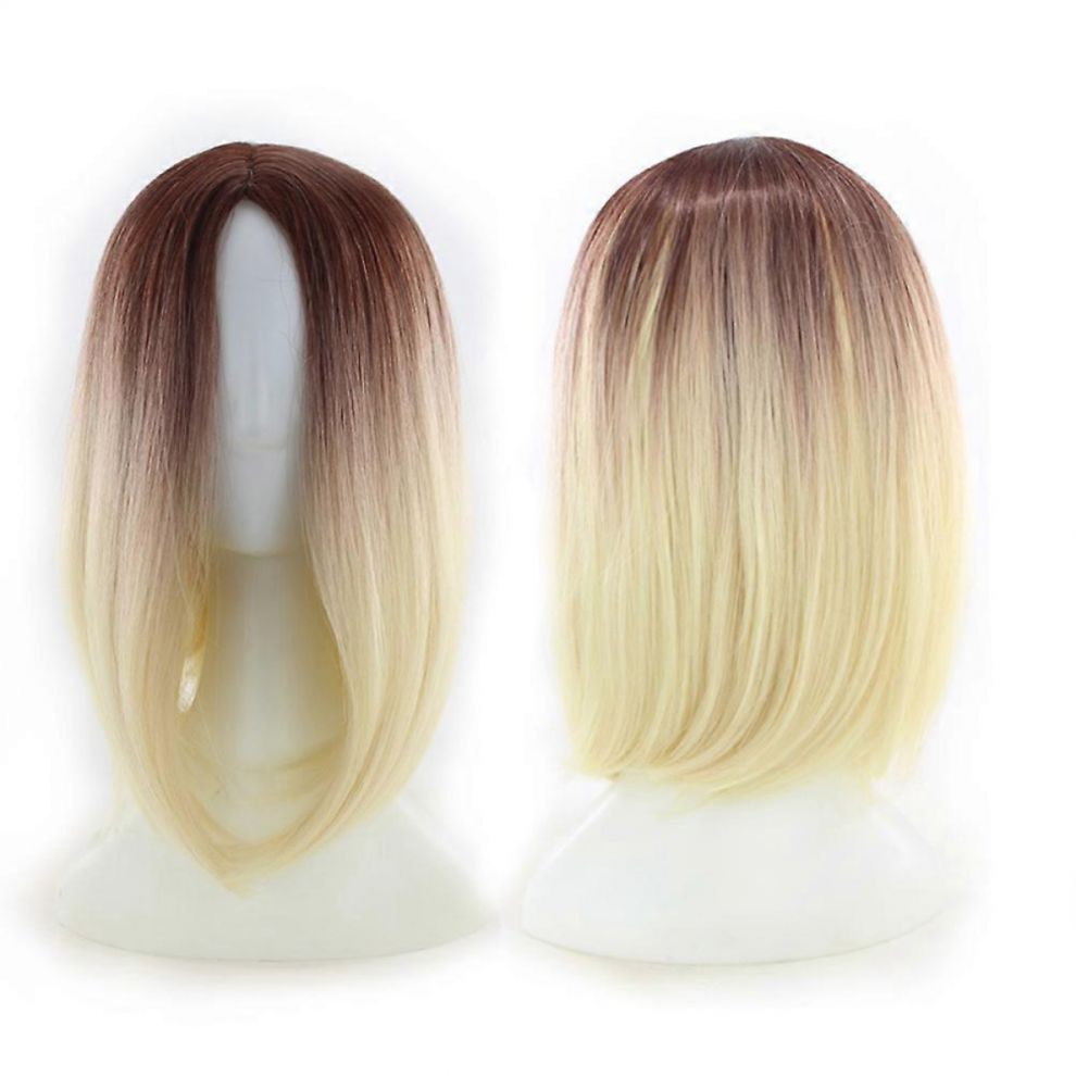 Unisex Brown Natural Looking Stylish Design Bob Wig Gradient Color Synthetic Hair Short Straight Wigs Lace Gradient Golden Daily 1Pcs