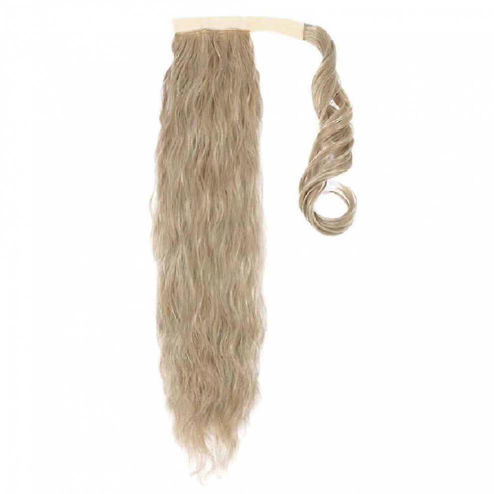 Unisex Curly Wigs Invisible Seamless Wig Extensions Long Curly Ponytail Hair Extension Khaki 58X16cm All Day Comfortable Fixation 1Set