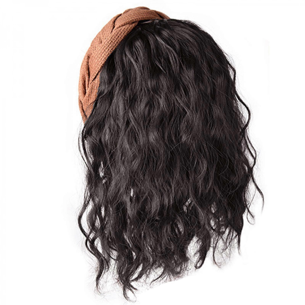 Synthetic Fiber Hair Extension Curly Wigs Hairpiece for Women Decorative Wavy Wigs for Casual Wear and Party Hairstyle Natural Black