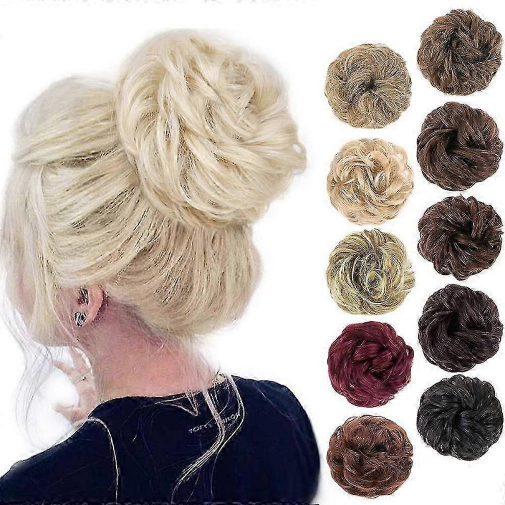 Unisex 1 Piece Messy Bun Curly Wavy Updo Wig For Women